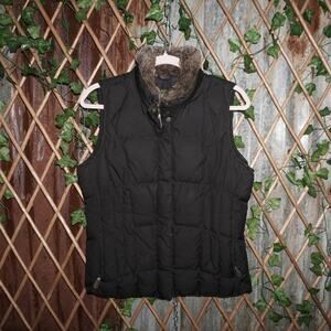 Small - Vintage Y2K Eddie Bauer fur collar down puffer vest